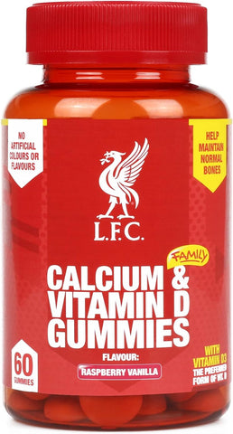 Liverpool FC Calcium & Vitamin D Gummies Raspberry Vanilla 60 Gummies - Out of Date