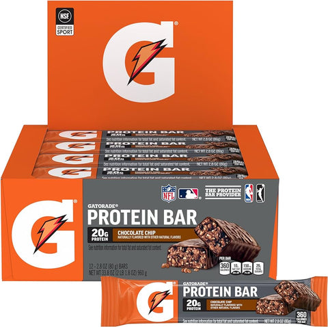 Gatorade Recover Protein Bar Chocolate Chip 12 x 80g - Out of Date