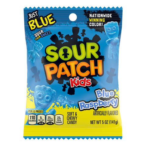 Sour Patch Kids Blue Raspberry Soft & Chewy Candy Peg Bag 102g - Out of Date