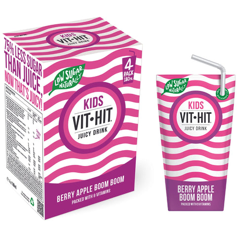 VITHIT Kids Juice Berry Apple Boom Boom 4 x 180ml - Out of Date