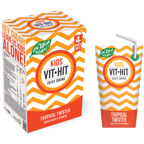 VITHIT Kids Juice Tropical Twister 4 x 180ml - Out of Date