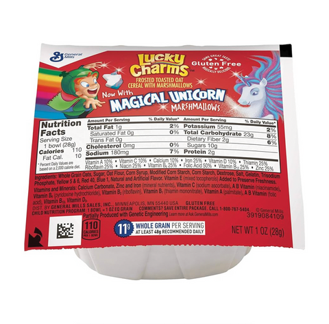 Lucky Charms with Magical Unicorn Marshamllows Cereal Bowls 28g - Out of Date