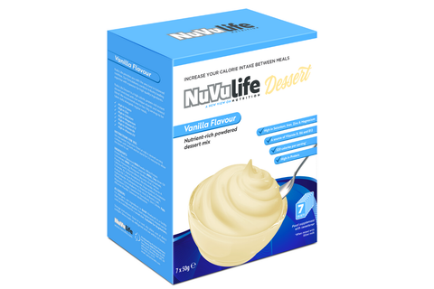 NuVu Life Dessert Vanilla Flavour Nutrient-rich Powdered Dessert Mix 7 x 50g - Out of DAte