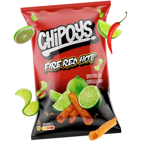 Chipoys Fire Red Hot Flavoured Tortilla Chips 113.4g - Out of Date