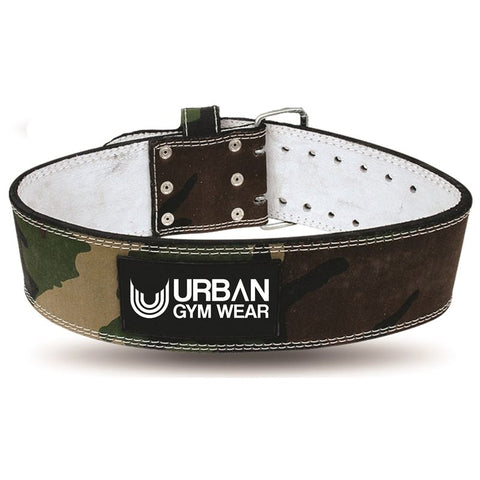 Urban Gym Wear Leather Power Belt - Woodland Camo