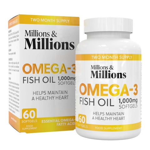 Millions & Millions Omega 3 Fish Oil 1,000mg 60 Caps - Out of Date