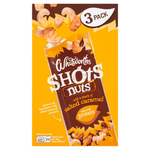 Whitworths Shots Nuts With a Pinch of Salted Caramel 3 x 25g - Out of Date