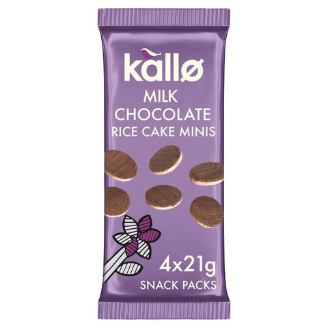 Kallo Rice Cake Minis Belgian Milk Chocolate 4 x 21g - Out of Date