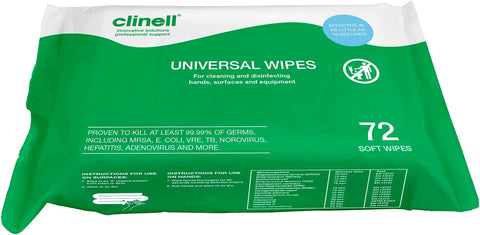 Clinell Universal Wipes 12 x 72 Pack (Box) - Out of Date