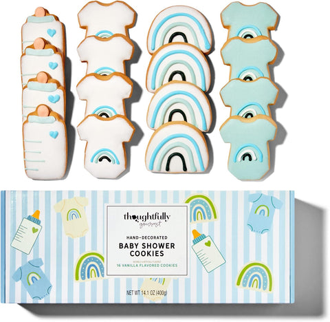 Thoughtfully Gourmet Blue Baby Shower Cookies 16 x 25g - Out of Date