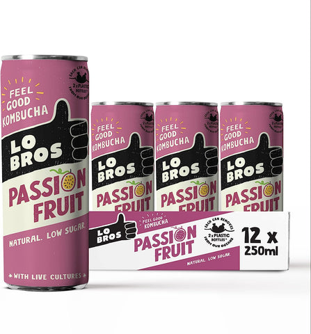 Lo Bros Kombucha Passionfruit 12 x 250ml - Out of Date