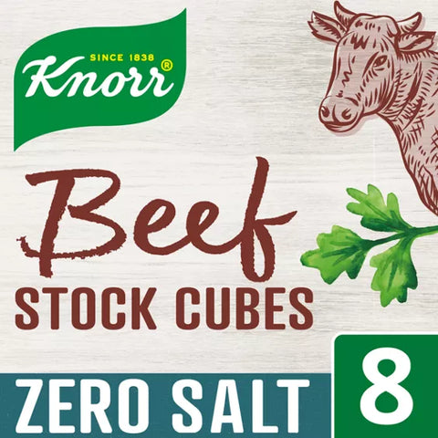 Knorr Zero Salt Beef Stock Cubes 72g (8 Cubes) - Short Dated