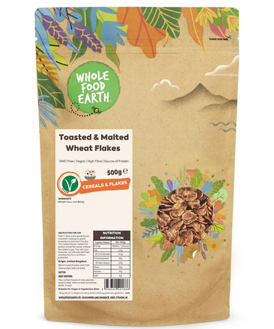 Wholefood Earth Toasted & Malted Wheat Flakes 500g - Out of Date