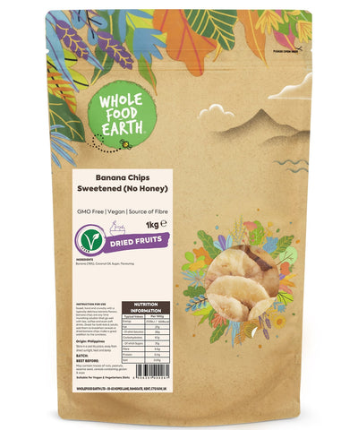 Wholefood Earth Banana Chips Sweetened 1kg - Out of Date