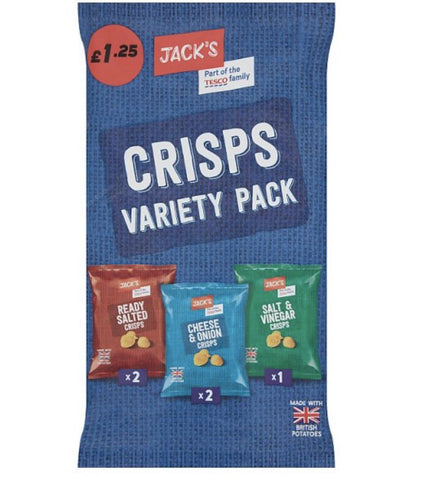 Jack’s Crisps Variety Pack 5 x 16g - Out of Date