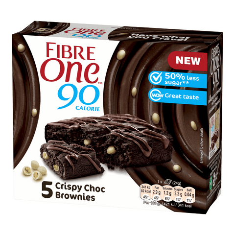 Fibre One Crispy Choc Brownies 90 Calorie 5 x 24g - Short Dated