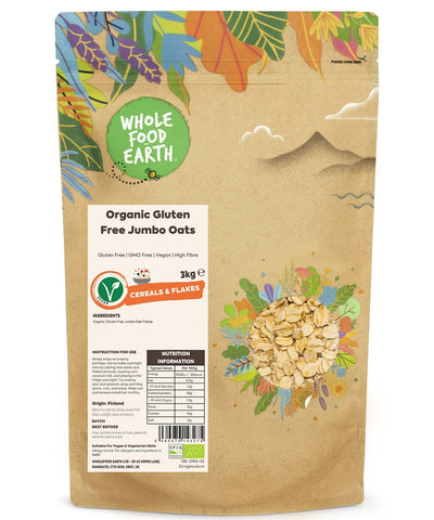Wholefood Earth: Organic Gluten Free Jumbo Oats 3kg - Out of Date