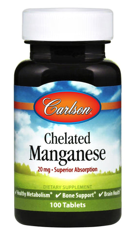 Carlson Labs Chelated Manganese 20mg 100 Tabs