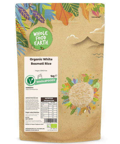 Wholefood Earth Organic White Basmati Rice 1kg - Out of Date