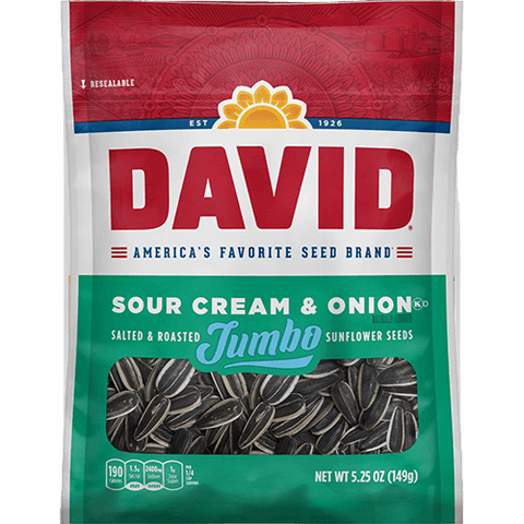 DAVID Jumbo Sour Cream & Onion Sunflower Seeds 149g - Out of Date
