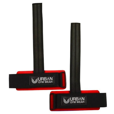 Urban Gym Wear Wrist Support Padded Lifting Straps - Red - gymstop